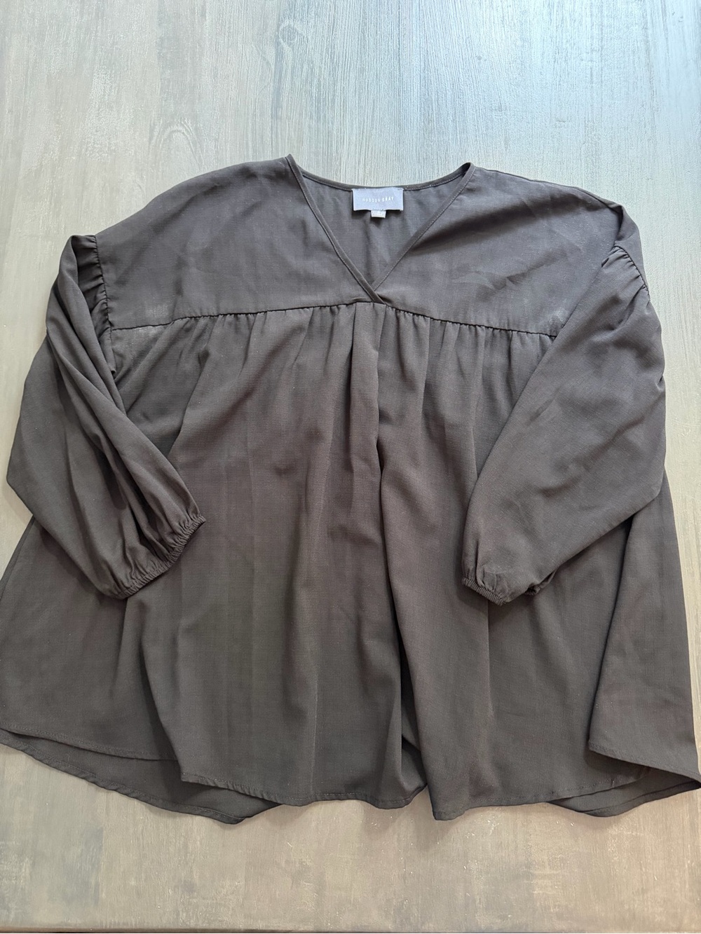 Hudson Gray Black Babydoll Blouse Small V Neck Balloon Sleeve Flowy Top
